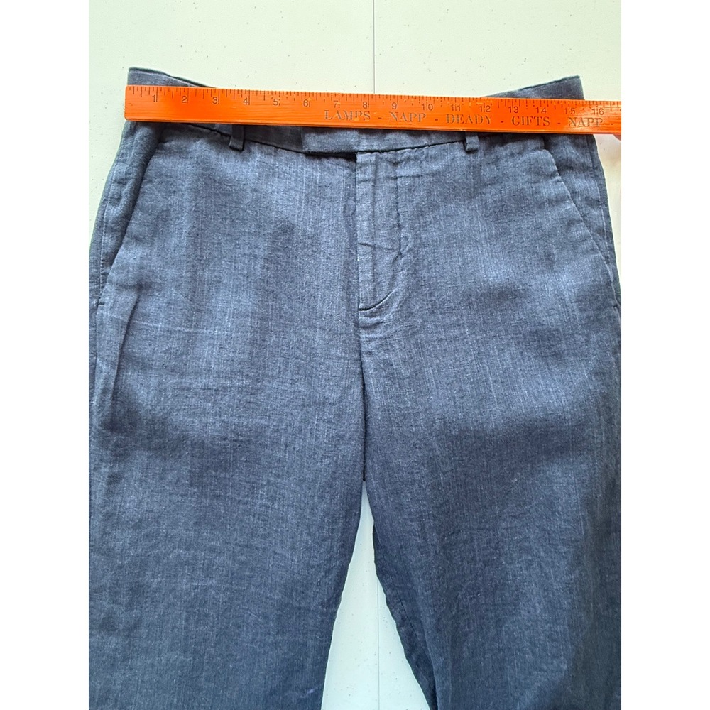 H&M Womens Slim Fit Linen Trousers Summer Pants 33R Navy Blue - Picture 8 of 10